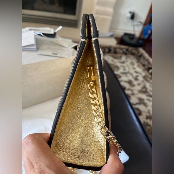 Jimmy Choo Avenue Pouch in gold Nappa Leather - Picture 3 of 7